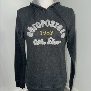 Aeropostale 1987 Hoodie Large Charcoal Gray Pullover Logo Sweatshirt‎ Y2K 2000